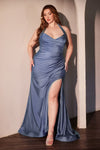 Plus Size Dresses Plus Size Long Formal Fitted Prom Dress Smoky Blue