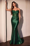Prom Dresses Pleated Long Lace Formal Prom Dress Emerald