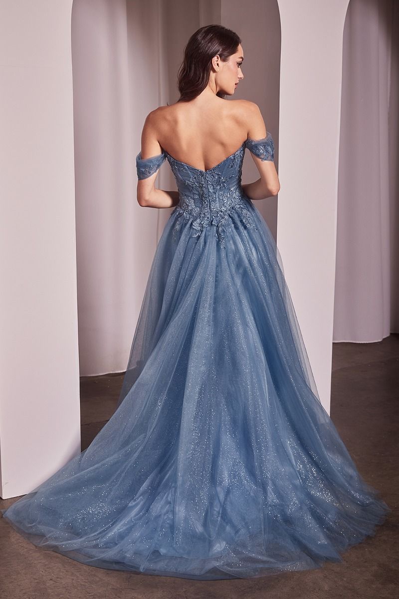 Prom Dresses Long Ball Gown A Line Corset Prom Dress Smoky Blue