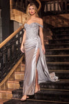 Prom Dresses Fitted Sequin Long Prom Evening Dress Silver