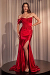 Prom Dresses Long Formal Fitted Applique Prom Gown Red