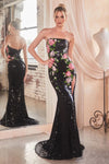 Prom Dresses Long Floral Formal Prom Sequin Dress Black