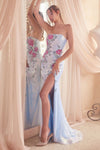 Prom Dresses Long Floral Formal Prom Sequin Dress Blue