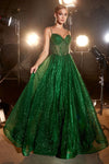 Prom Dresses Glitter Ball Gown Long Corset Prom Gown Emerald