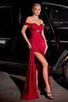 Prom Dresses Fitted Long Prom Formal Evening Slit Dress Deep Red