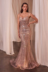 Prom Dresses Beaded Formal Long Evening Prom Dress Rose Champagne