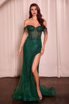 Prom Dresses Long Fringe Beaded Prom Formal Dress Emerald