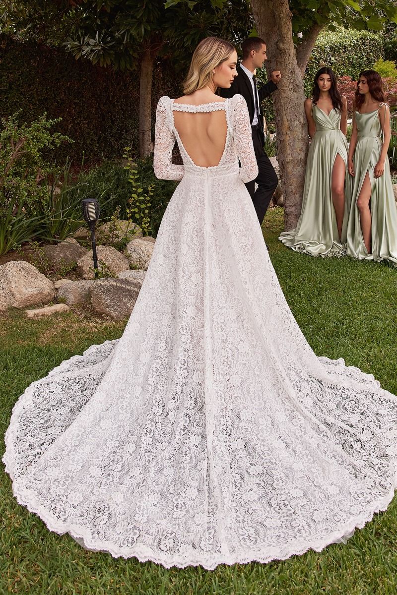 Wedding Dresses Long A Line Lace Jacket Wedding Dress Off White