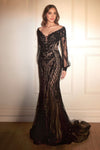 Formal Dresses LaDivine CD864 Long Formal Mermaid Mother of the Bride Dress Black
