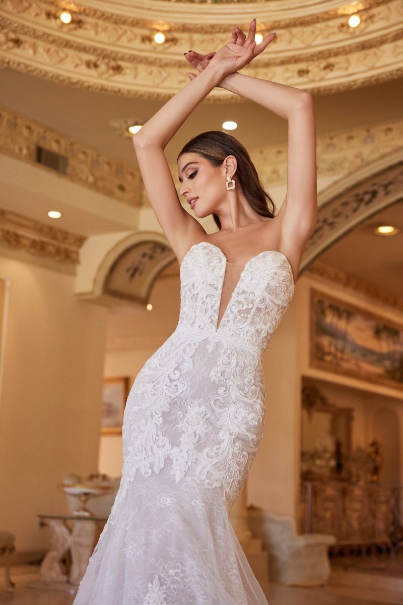 Wedding Dresses Long Mermaid Lace Wedding Dress Off White Nude