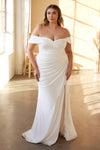 Wedding Dresses Simple Long Plus Size Fitted Wedding Dress Off White