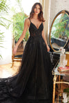 فستان طويل من LaDivine CD994 مزين بالخرز