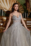 فستان طويل من LaDivine CD994 مزين بالخرز