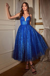 Cocktail Dresses Glittered Tea Length Prom Dress Royal