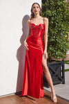 Prom Dresses Fitted Long Formal Prom Slit Dress Red