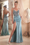 Prom Dresses Glitter Mermaid Long Formal Prom Gown Dusty Blue