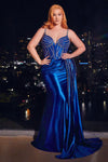 Plus Size Dresses Long Pleated Prom Formal Beaded Plus Size Dress Royal