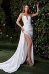 Wedding Dresses Long Slit Wedding Dress Off White