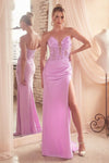 Prom Dresses Fitted Long Lace Slit Formal Prom Dress Lavender