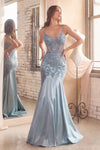 Prom Dresses Long Formal Glitter Corset Mermaid Prom Dress Dusty Blue