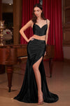 Prom Dresses LaDivine S493 Two Piece Long Formal Fitted Prom Dress  Black