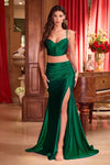 Prom Dresses LaDivine S493 Two Piece Long Formal Fitted Prom Dress Emerald