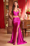 Prom Dresses LaDivine S493 Two Piece Long Formal Fitted Prom Dress Hot Pink