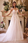 Wedding Dresses Long Bridal Gown A Line Applique Wedding Dress Off White Nude