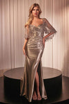 Formal Dresses Long Fitted Formal Slit Evening GownMocha Gold