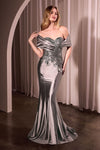 Formal Dresses Fitted Formal Long Lace Evening Dress Dark Silver