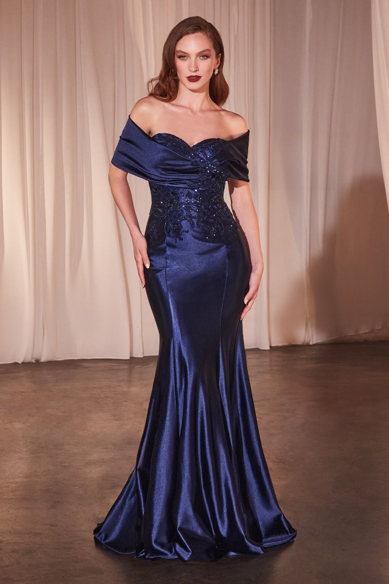Formal Dresses Fitted Formal Long Lace Evening Dress Navy