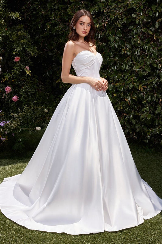 Wedding Dresses A Line Long Wedding Pleated Dress Off White