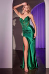 Prom Dresses Prom Long Fitted Slit Formal Dress Emerald
