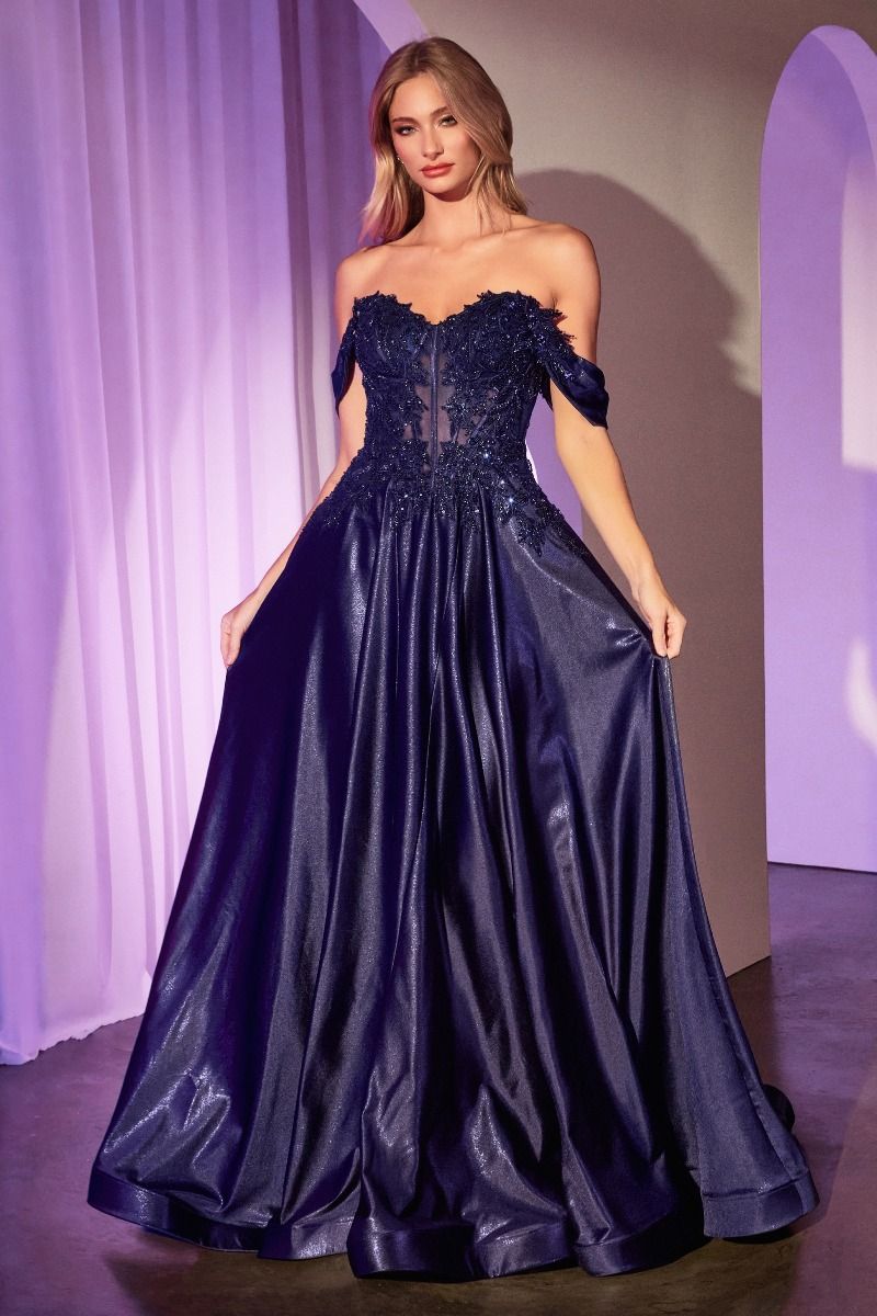 Prom Dresses Long Bedaed Prom Formal A Line Dress Navy