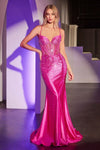 Prom Dresses Fitted Long Formal Corset Prom Gown Fuchsia