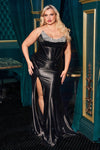 Plus Size Dresses Long Plus Size Formal Beaded Dress Black