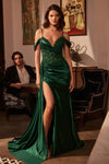 Prom Dresses Long Formal Fitted Applique Prom Gown Emerald
