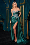 Prom Dresses Fitted Formal Long Slit Prom Dress Peacock