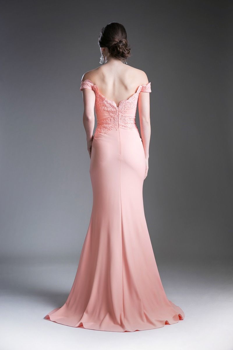 فستان LaDivine CF158 طويل مكشوف الكتفين رسمي للحفلات الراقصة