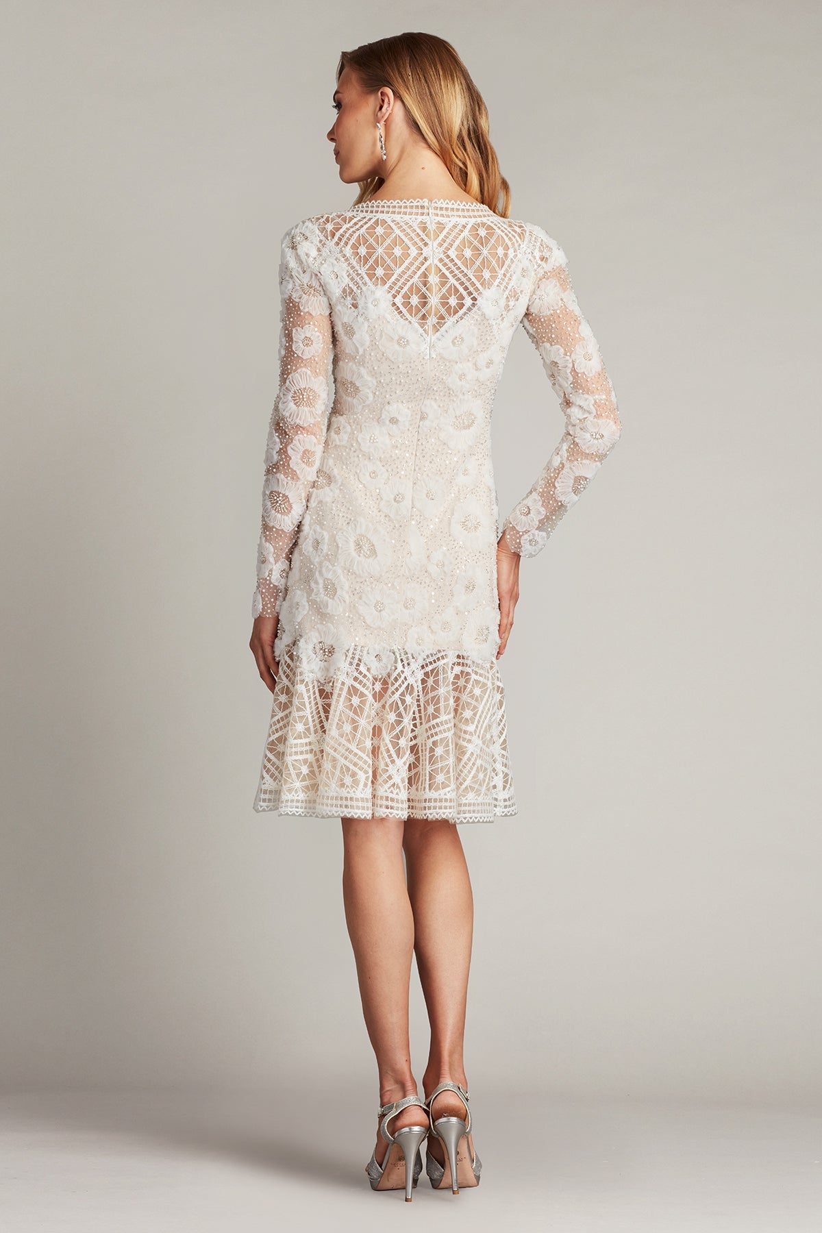 Cocktail Dresses Short Long Sleeve Fitted Lace Cocktail Dress Ivory Petal