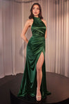 Prom Dresses Fitted Slit Prom Long Formal Gown Deep Emerald