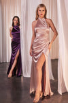 Prom Dresses Fitted Slit Prom Long Formal Gown Dusty Rose
