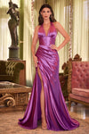 Prom Dresses Prom Long Fitted Formal Metallic Gown Orchid