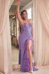 Prom Dresses Formal Long Sequin Feather Prom Dress Lavender