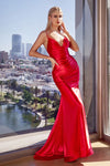 Prom Dresses Long Meraid Formal Pleated Prom Gown Red