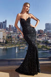 Prom Dresses Long Formal Sequins Mermaid Prom Gown Black