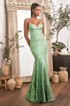 Prom Dresses Long Formal Sequins Mermaid Prom Gown Sage