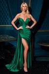 Prom Dresses Fitted Formal Slit Long Prom Dress Emerald