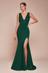 Formal Dresses Fitted Slit Long Formal Evening Gown Emerald