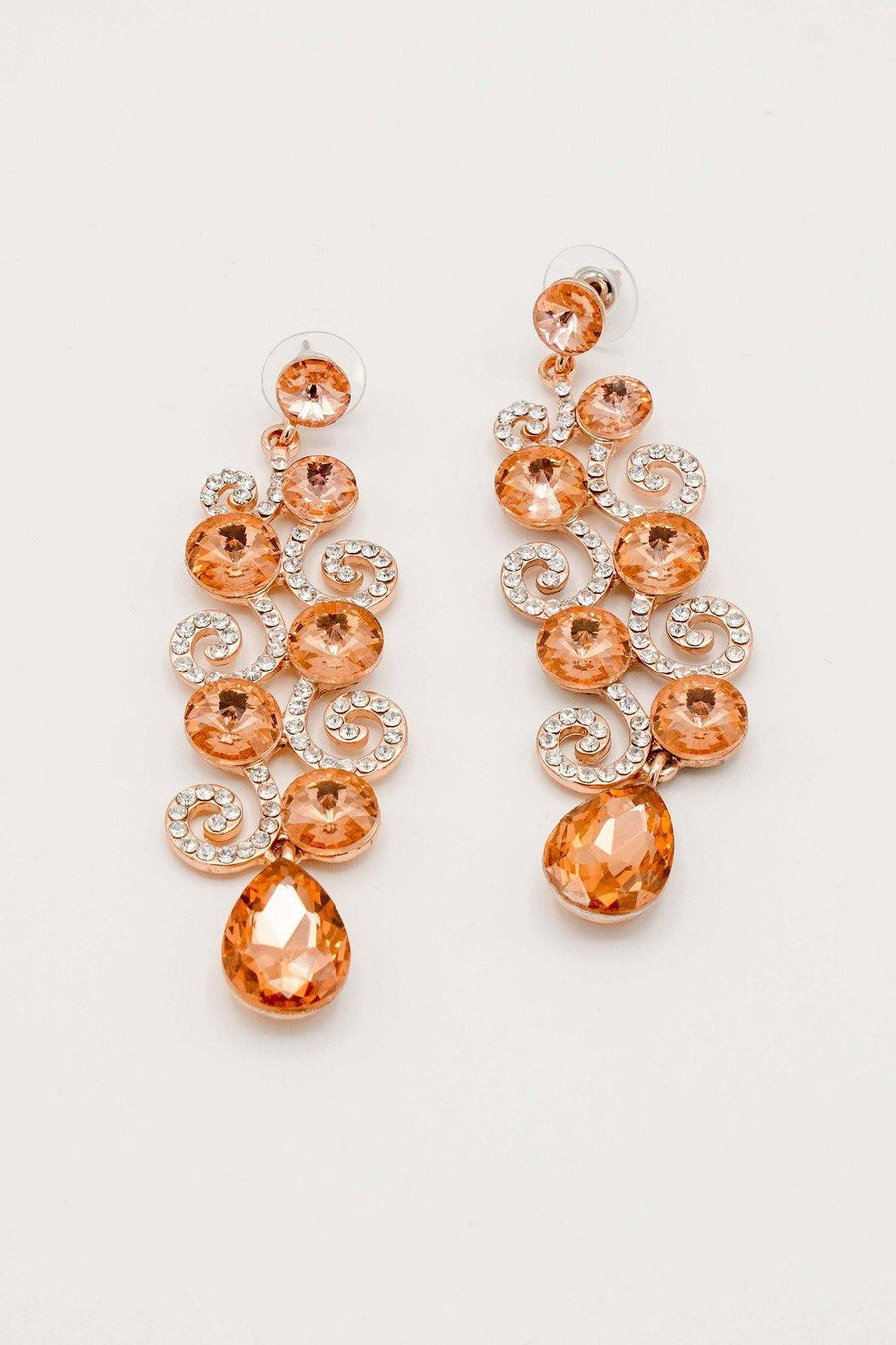 Chandelier Teardrop Bridal Rhinestone Earrings - The Dress Outlet